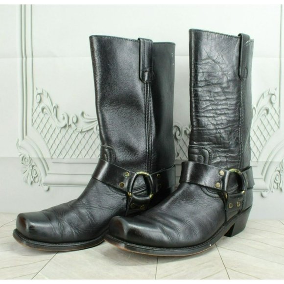 *Unbranded Black Leather Pull On Mid Calf Cowboy Western Boot Size 8.5 M - Picture 2 of 9